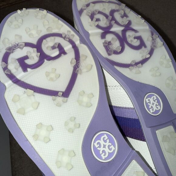 G/Fore Ladies Grosgrain Brogue Gallivanter Golf Shoe Ivory Purple Size 10 NEW - Picture 7 of 9
